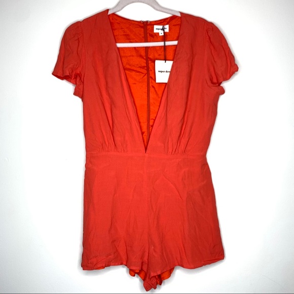 Superdown libby deep v romper orange M - Picture 6 of 8